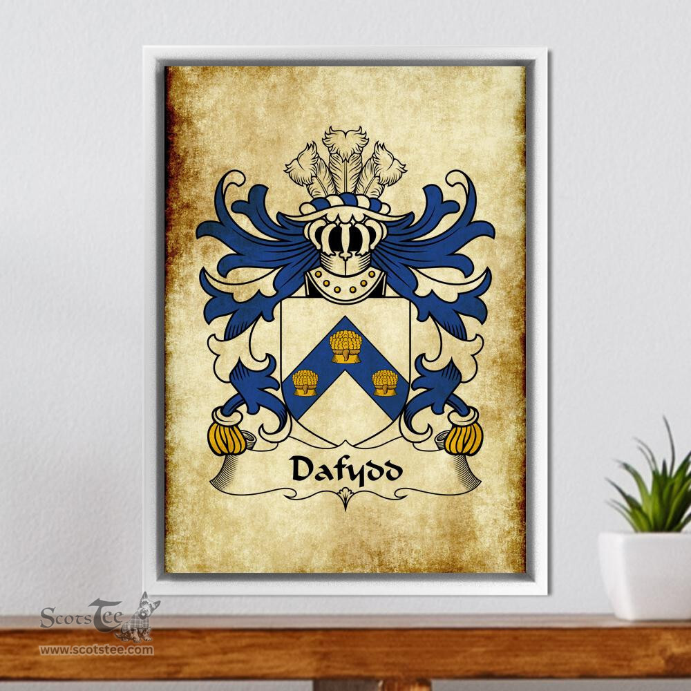 ScotsTee Shop Welsh Dafydd (AP CARADOG) Coat of Arms Family Crest Welsh Framed Canvas Print