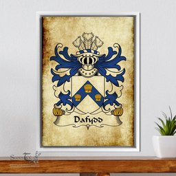ScotsTee Shop Welsh Dafydd (AP CARADOG) Coat of Arms Family Crest Welsh Framed Canvas Print