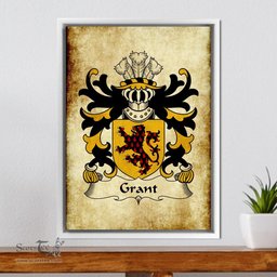 ScotsTee Shop Welsh Grant (of Llwyn-y-grant, Glamorgan) Coat of Arms Family Crest Welsh Framed Canvas Print