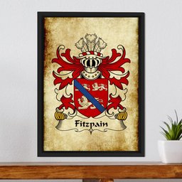 ScotsTee Shop Welsh Fitzpain (of Llanfair, Monmouthshire) Coat of Arms Family Crest Welsh Framed Canvas Print