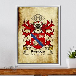 ScotsTee Shop Welsh Fitzpain (of Llanfair, Monmouthshire) Coat of Arms Family Crest Welsh Framed Canvas Print