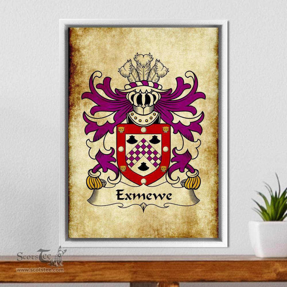 ScotsTee Shop Welsh Exmewe (of Ruthin, Denbighshire) Coat of Arms Family Crest Welsh Framed Canvas Print