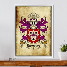 ScotsTee Shop Welsh Exmewe (of Ruthin, Denbighshire) Coat of Arms Family Crest Welsh Framed Canvas Print