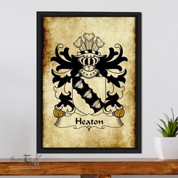 ScotsTee Shop Welsh Heaton (of Lleweni Green, Denbighshire) Coat of Arms Family Crest Welsh Framed Canvas Print