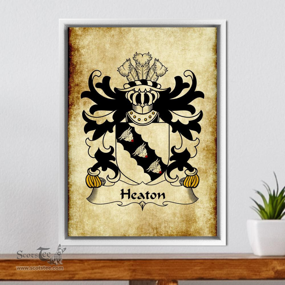 ScotsTee Shop Welsh Heaton (of Lleweni Green, Denbighshire) Coat of Arms Family Crest Welsh Framed Canvas Print