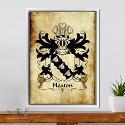 ScotsTee Shop Welsh Heaton (of Lleweni Green, Denbighshire) Coat of Arms Family Crest Welsh Framed Canvas Print
