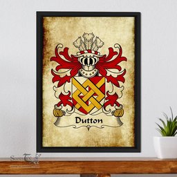ScotsTee Shop Welsh Dutton (of Dutton of Cheshire) Coat of Arms Family Crest Welsh Framed Canvas Print