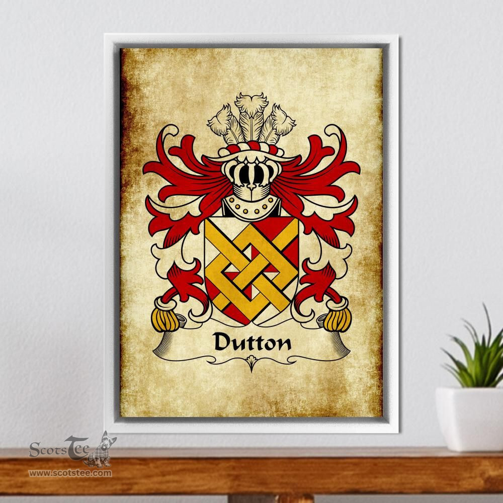 ScotsTee Shop Welsh Dutton (of Dutton of Cheshire) Coat of Arms Family Crest Welsh Framed Canvas Print