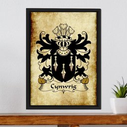 ScotsTee Shop Welsh Cynwrig (SAIS) Coat of Arms Family Crest Welsh Framed Canvas Print