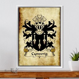 ScotsTee Shop Welsh Cynwrig (SAIS) Coat of Arms Family Crest Welsh Framed Canvas Print