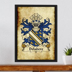 ScotsTee Shop Welsh Delabere (of Kinnersley and Tibberton, Herefordshire) Coat of Arms Family Crest Welsh Framed Canvas Print