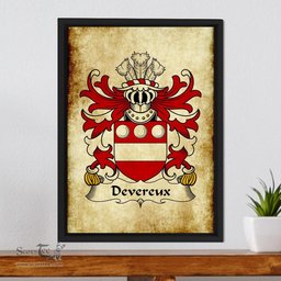 ScotsTee Shop Welsh Devereux (of Weobley, Herefordshire) Coat of Arms Family Crest Welsh Framed Canvas Print