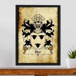 ScotsTee Shop Welsh Ifor (HAEL, Òthe generousÓ) Coat of Arms Family Crest Welsh Framed Canvas Print