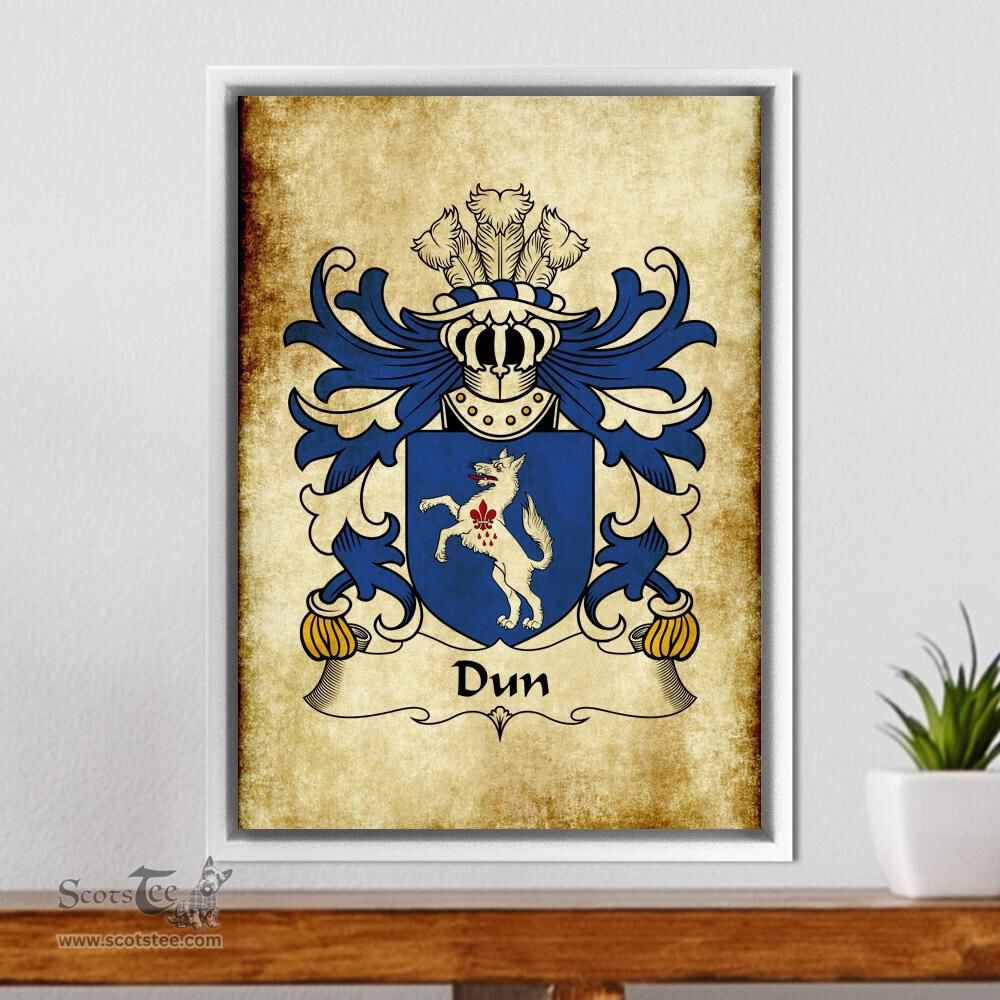 ScotsTee Shop Welsh Dun (or DONNE, Sir Daniel) Coat of Arms Family Crest Welsh Framed Canvas Print