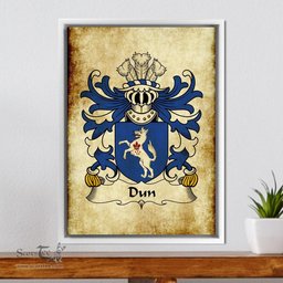 ScotsTee Shop Welsh Dun (or DONNE, Sir Daniel) Coat of Arms Family Crest Welsh Framed Canvas Print