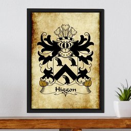 ScotsTee Shop Welsh Higgon (John Hygon of Carmarthenshire) Coat of Arms Family Crest Welsh Framed Canvas Print