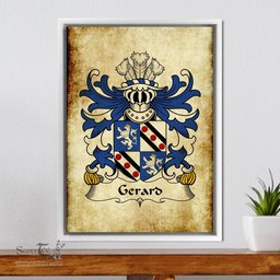 ScotsTee Shop Welsh Gerard (of Cheshire, Daughter m. Wynn of Gwydir) Coat of Arms Family Crest Welsh Framed Canvas Print