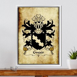 ScotsTee Shop Welsh Gwair (AP DWG AP LLYWARCH HENJ) Coat of Arms Family Crest Welsh Framed Canvas Print