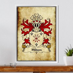 ScotsTee Shop Welsh Hilton (of Denbighshire) Coat of Arms Family Crest Welsh Framed Canvas Print