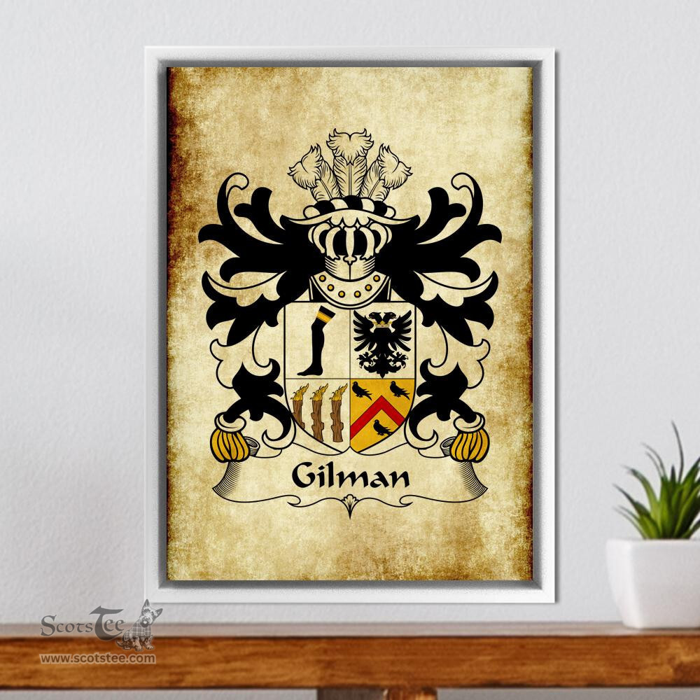ScotsTee Shop Welsh Gilman (Claims descent from Cilmin Troed-ddu) Coat of Arms Family Crest Welsh Framed Canvas Print
