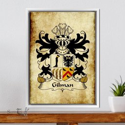 ScotsTee Shop Welsh Gilman (Claims descent from Cilmin Troed-ddu) Coat of Arms Family Crest Welsh Framed Canvas Print