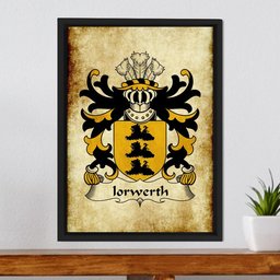 ScotsTee Shop Welsh Iorwerth (SAIS) Coat of Arms Family Crest Welsh Framed Canvas Print