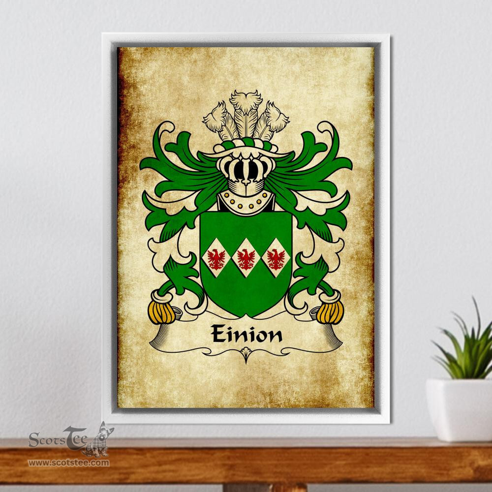 ScotsTee Shop Welsh Einion (AP CARADOG) Coat of Arms Family Crest Welsh Framed Canvas Print