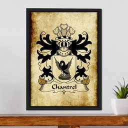 ScotsTee Shop Welsh Chantrel (of Rhuddlan, Flint) Coat of Arms Family Crest Welsh Framed Canvas Print