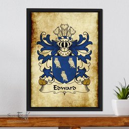 ScotsTee Shop Welsh Edward (AP RHYS) Coat of Arms Family Crest Welsh Framed Canvas Print