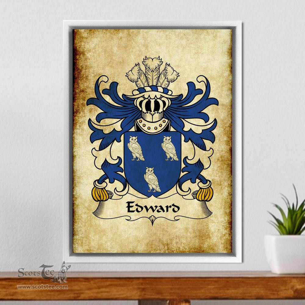 ScotsTee Shop Welsh Edward (AP RHYS) Coat of Arms Family Crest Welsh Framed Canvas Print