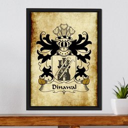 ScotsTee Shop Welsh Dinawal (Descended from Tydwal Gloff) Coat of Arms Family Crest Welsh Framed Canvas Print