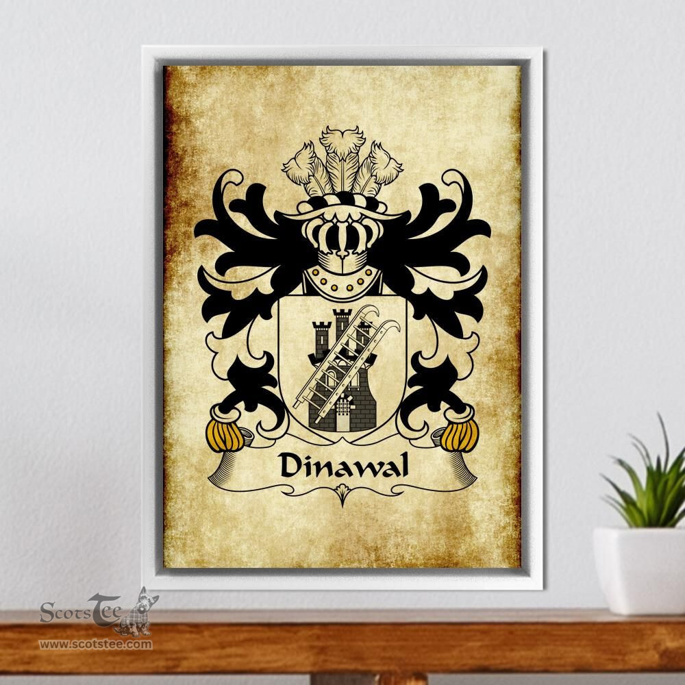 ScotsTee Shop Welsh Dinawal (Descended from Tydwal Gloff) Coat of Arms Family Crest Welsh Framed Canvas Print