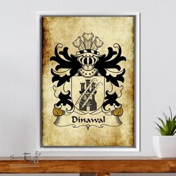 ScotsTee Shop Welsh Dinawal (Descended from Tydwal Gloff) Coat of Arms Family Crest Welsh Framed Canvas Print