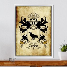 ScotsTee Shop Welsh Corbet (Shropshire, Medieval Welsh Rolls) Coat of Arms Family Crest Welsh Framed Canvas Print