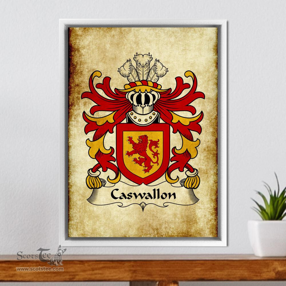 ScotsTee Shop Welsh Caswallon Coat of Arms Family Crest Welsh Framed Canvas Print