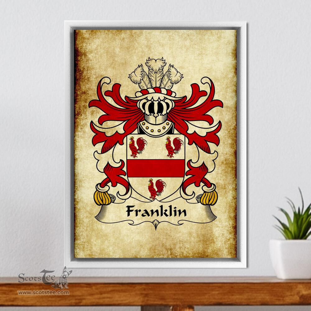 ScotsTee Shop Welsh Franklin (of Gower) Coat of Arms Family Crest Welsh Framed Canvas Print