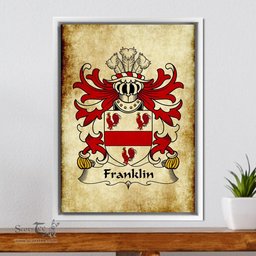 ScotsTee Shop Welsh Franklin (of Gower) Coat of Arms Family Crest Welsh Framed Canvas Print