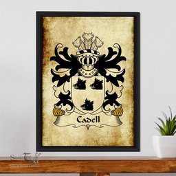 ScotsTee Shop Welsh Cadell (King of Powys) Coat of Arms Family Crest Welsh Framed Canvas Print