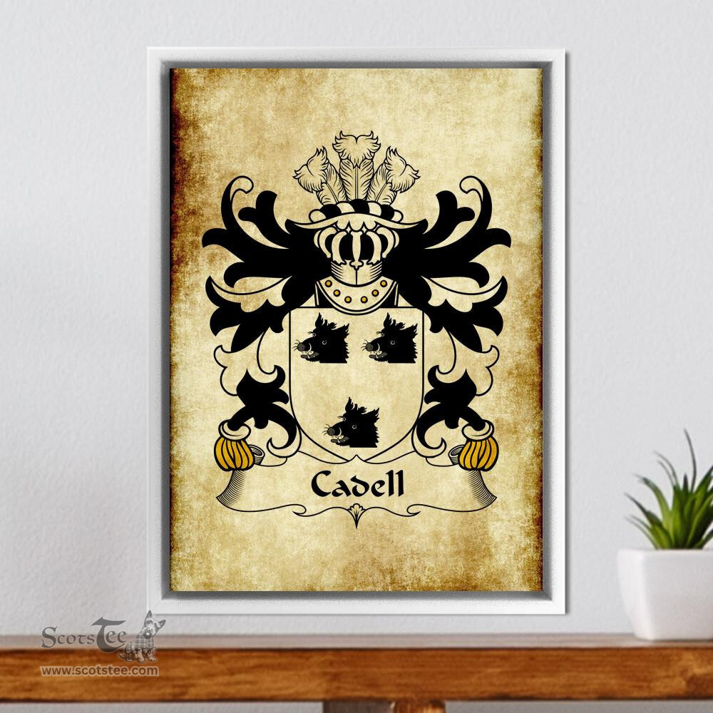 ScotsTee Shop Welsh Cadell (King of Powys) Coat of Arms Family Crest Welsh Framed Canvas Print