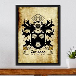 ScotsTee Shop Welsh Cunedda (WLEDIG) Coat of Arms Family Crest Welsh Framed Canvas Print