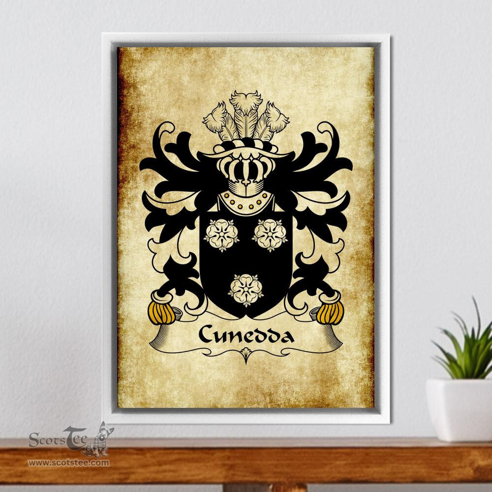 ScotsTee Shop Welsh Cunedda (WLEDIG) Coat of Arms Family Crest Welsh Framed Canvas Print