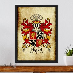 ScotsTee Shop Welsh Hywel (AP DAFYDD AP THOMAS) Coat of Arms Family Crest Welsh Framed Canvas Print