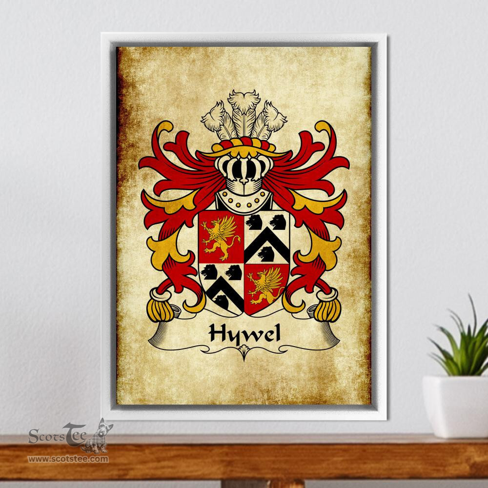 ScotsTee Shop Welsh Hywel (AP DAFYDD AP THOMAS) Coat of Arms Family Crest Welsh Framed Canvas Print