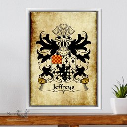 ScotsTee Shop Welsh Jeffreys (of Abercynrig, Breconshire) Coat of Arms Family Crest Welsh Framed Canvas Print