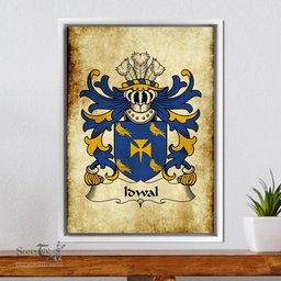 ScotsTee Shop Welsh Idwal (IWRCH, Son of Cadwaladr Fendigaid) Coat of Arms Family Crest Welsh Framed Canvas Print