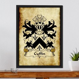 ScotsTee Shop Welsh Cyffin (or Kyffin, of Oswestry) Coat of Arms Family Crest Welsh Framed Canvas Print