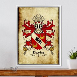 ScotsTee Shop Welsh Davies (of Chester) Coat of Arms Family Crest Welsh Framed Canvas Print