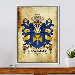 ScotsTee Shop Welsh Cadwaladr (FENDIGAID, King of Gwynedd) Coat of Arms Family Crest Welsh Framed Canvas Print
