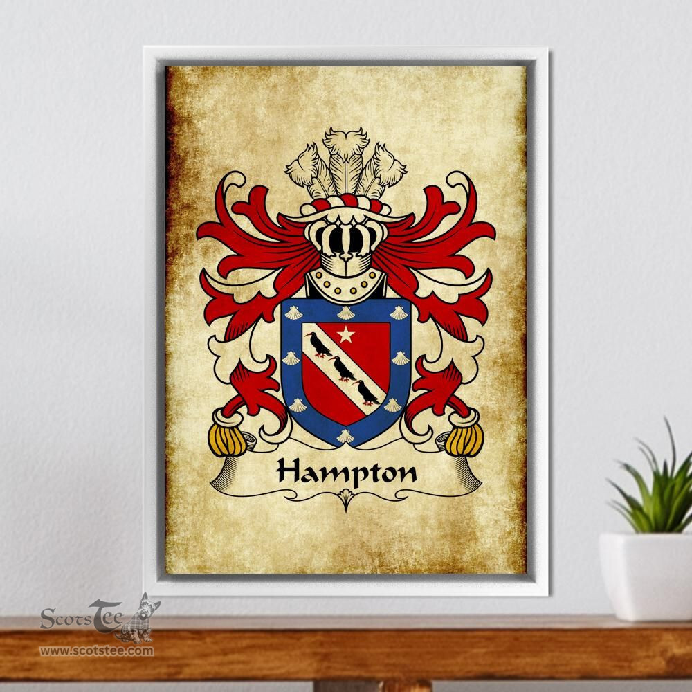 ScotsTee Shop Welsh Hampton (mayor of Beaumaris, Anglesey) Coat of Arms Family Crest Welsh Framed Canvas Print