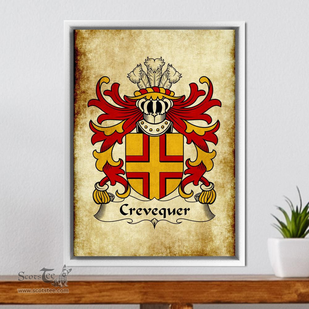 ScotsTee Shop Welsh Crevequer (or Crevecoeur, Flint) Coat of Arms Family Crest Welsh Framed Canvas Print
